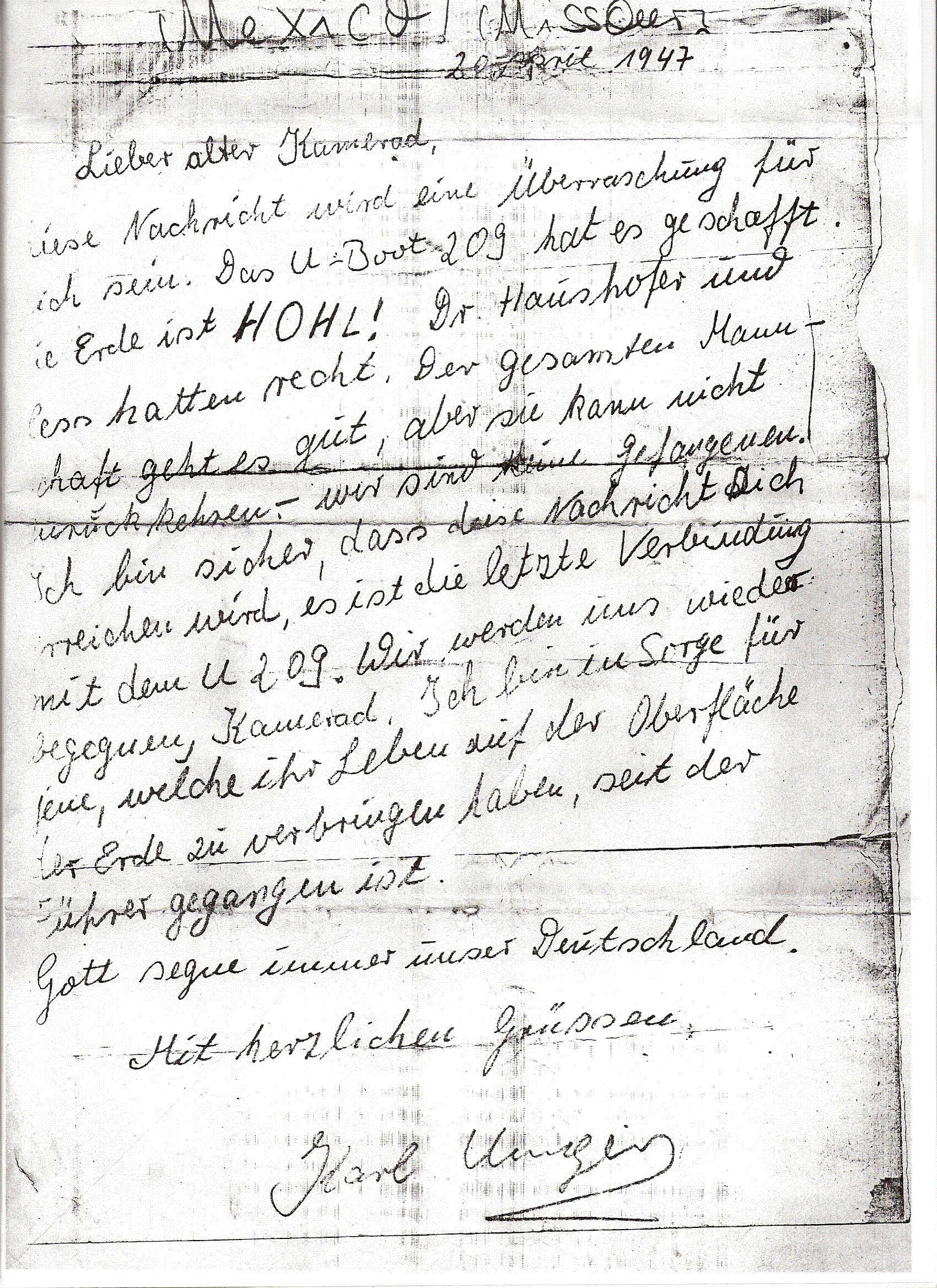 German Letter Karl Unger
